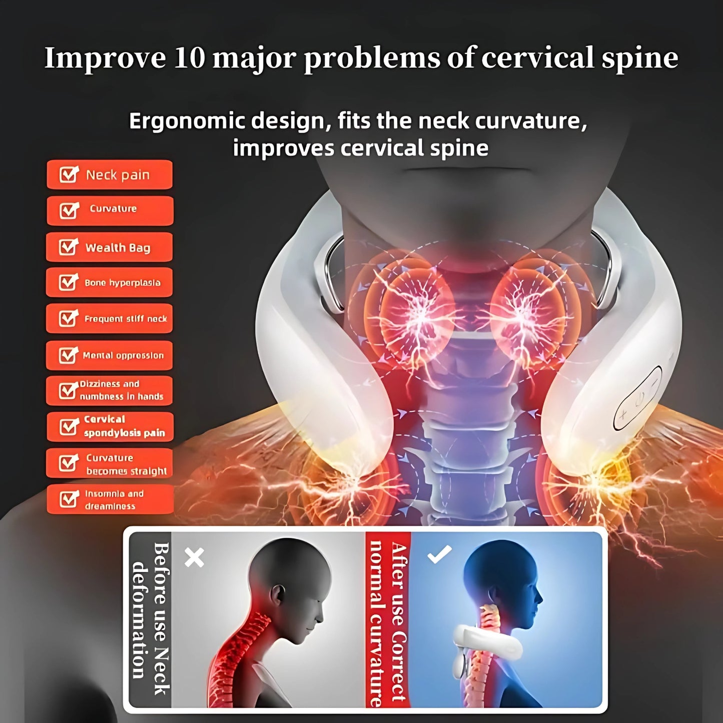 CoreVital® 4-Point Neck Massager – Deep Relief with Heat & Vibration