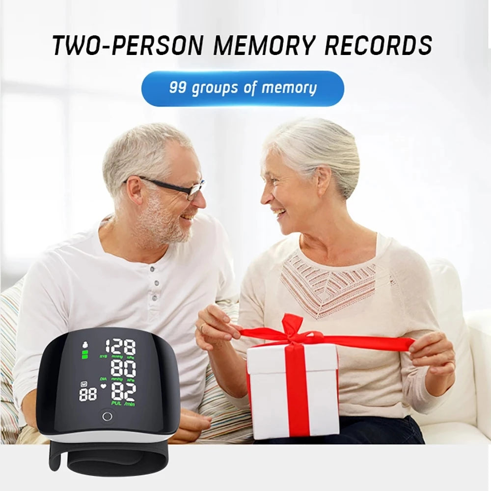 CoreVital® Smart Touch LCD Wrist Blood Pressure Monitor – Rechargeable Digital BP Tonometer with Heart Rate & Voice Function