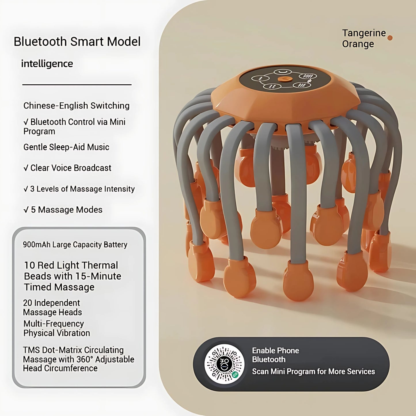 CoreVital™ OctoRelax Massage Cap — Smart Bluetooth Scalp Massager