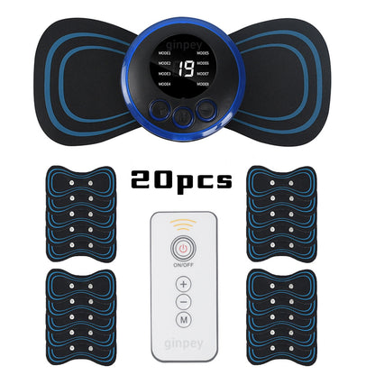 Mini Massager With 5 Pads Portable Electric Muscle Stimulator - Deep Tissue Management Device - Pulse Therapy For Back Shoulder Neck Leg