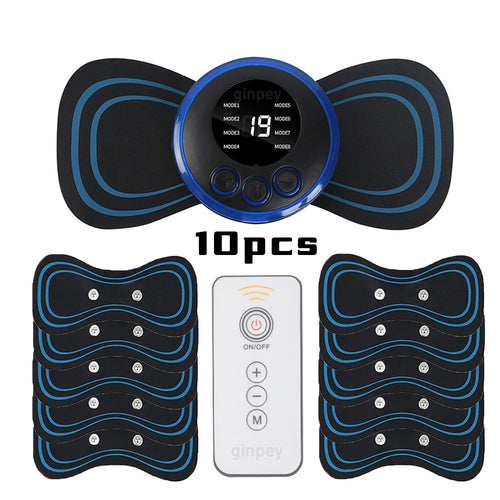 Mini Massager With 5 Pads Portable Electric Muscle Stimulator - Deep Tissue Management Device - Pulse Therapy For Back Shoulder Neck Leg