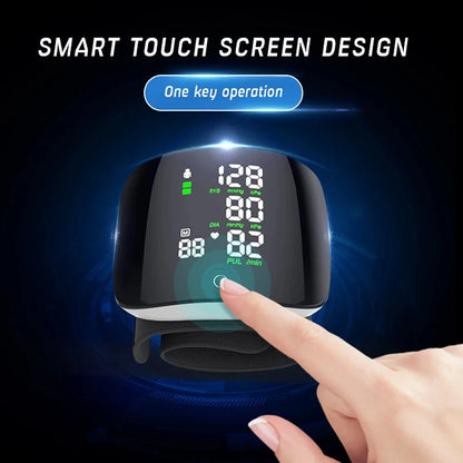 CoreVital® Smart Touch LCD Wrist Blood Pressure Monitor – Rechargeable Digital BP Tonometer with Heart Rate & Voice Function