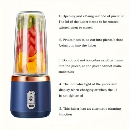 CoreVital® Portable Fruit Juice Blender – Personal Mini Juicer Cup with 6 Blades for Smoothies & Home Use
