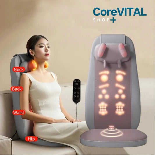 CoreVital® Multifunctional Electric Massage Cushion – Shiatsu & Vibration Massager for Neck, Back, Shoulder & Waist