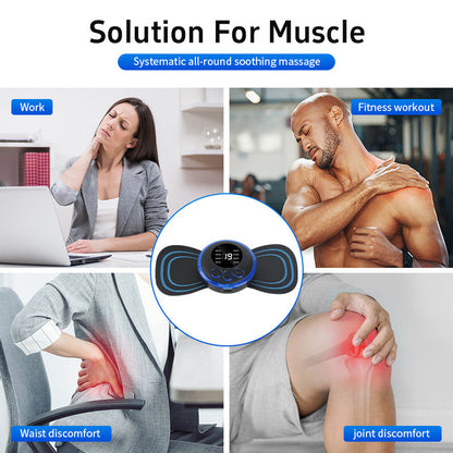 Mini Massager With 5 Pads Portable Electric Muscle Stimulator - Deep Tissue Management Device - Pulse Therapy For Back Shoulder Neck Leg